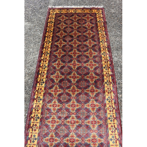 191 - Afghan Kundus handwoven wool runner, approx 391cm x 91cm