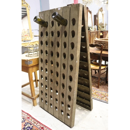 192 - French oak champagne A frame riddling rack, approx 150cm H x 73cm W