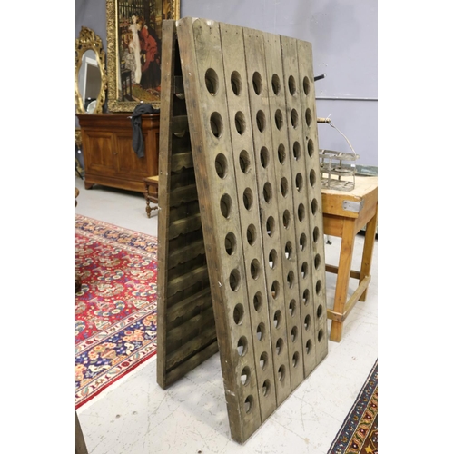 192 - French oak champagne A frame riddling rack, approx 150cm H x 73cm W