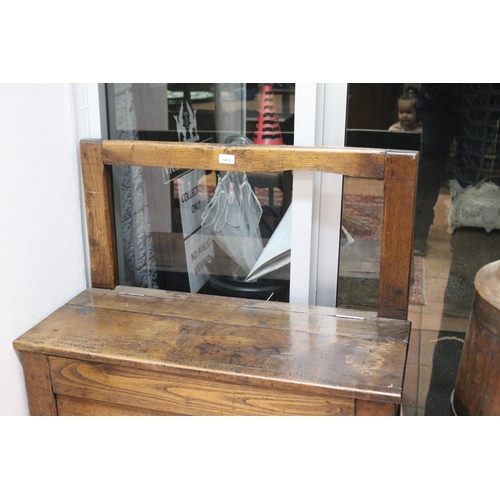 200 - Antique French provincial small scale oak bench with lift up seat, approx 96cm H x 88cm W x 37cm D