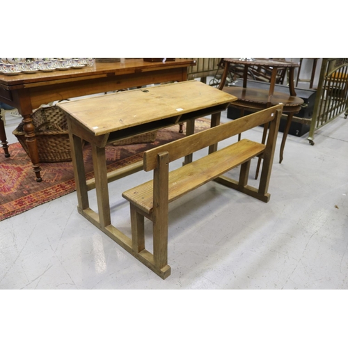 202 - French provincial school desk, approx 71cm H x 110cm W x 72cm D