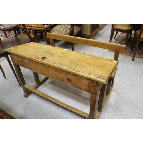 202 - French provincial school desk, approx 71cm H x 110cm W x 72cm D