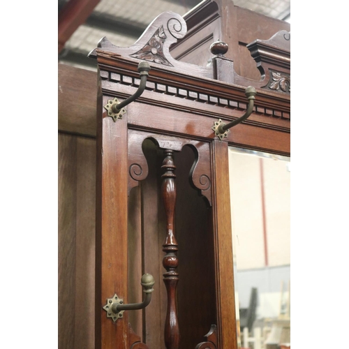 205 - Antique Victorian walnut mirrored back hallstand, approx 223cm H x 106cm W x 35cm D