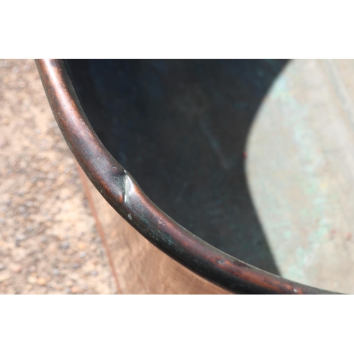 215 - Antique French copper bathtub of slipper form, in untouched original condition, approx 78cm H x 154c... 