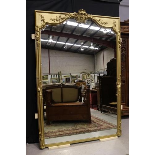 216 - Impressive & large French gilt salon mirror of rectangular form, approx 222cm H x 146cm W