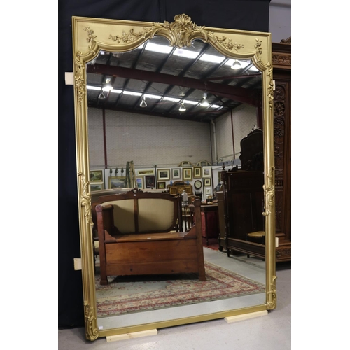 216 - Impressive & large French gilt salon mirror of rectangular form, approx 222cm H x 146cm W