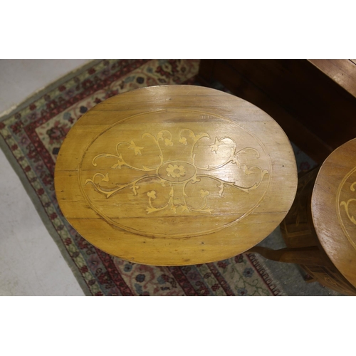 217 - Pair of French Louis XV style nightstands, of oval shape, fitted with two drawers each. approx 68cm ... 