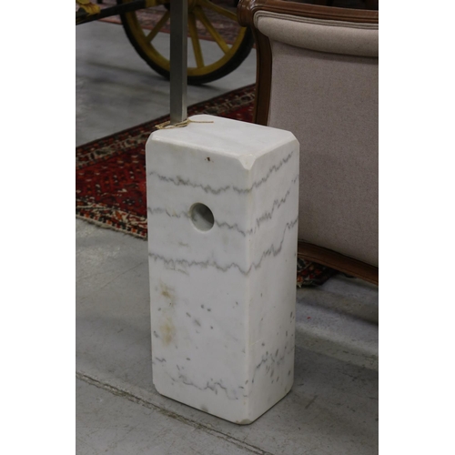 225 - New Arc style floor lamp with marble base, working at time of inspection, approx 233cm H