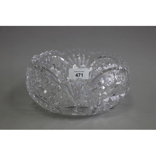 231 - Bohemia star cut crystal bowl on a heavy circular star and thumb cut base, approx 12cm H x 23cm dia