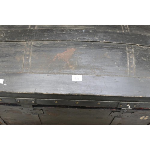 233 - Antique French dome top travel trunk, approx 62cm H x 81cm W x 51cm D