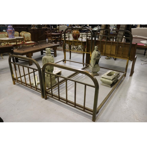 243 - Pair of French brass beds, each approx 118.5cm H x 100.5cm W x 200.5cm L (2)