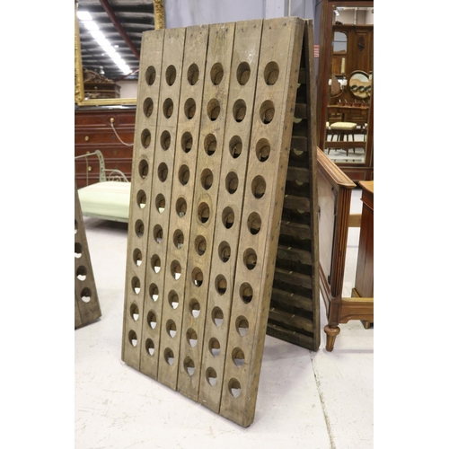 247 - French oak champagne A frame riddling rack, approx 152cm H x 73cm W