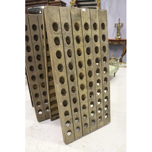 247 - French oak champagne A frame riddling rack, approx 152cm H x 73cm W