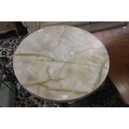 248 - French circular topped pedestal bistro table, approx 72cm H x 60cm Dia