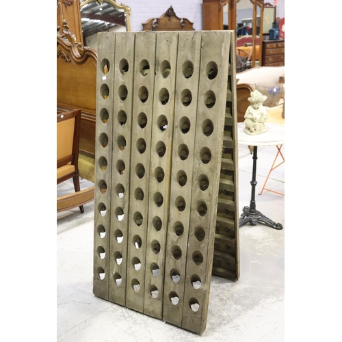 250 - French oak champagne A frame riddling rack, approx 152cm H x 72cm W