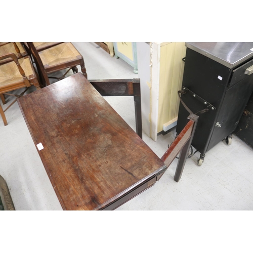 254 - Antique English George III fold over tea table, for restoration, approx 72cm H x 82cm W x 42cm D (cl... 