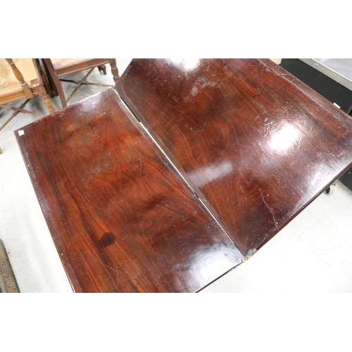 254 - Antique English George III fold over tea table, for restoration, approx 72cm H x 82cm W x 42cm D (cl... 