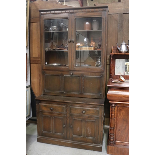 277 - Vintage combination bookcase cabinet, approx 197cm H x 98cm W x 50cm D