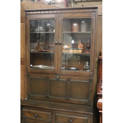 277 - Vintage combination bookcase cabinet, approx 197cm H x 98cm W x 50cm D