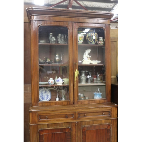 278 - Antique two height bookcase, approx 221cm H x 118cm L x 45cm W