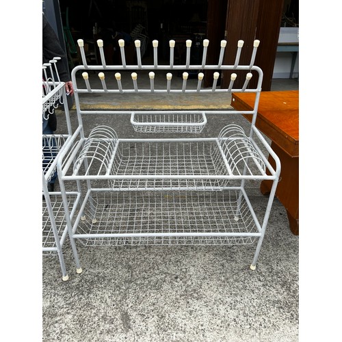 659 - Vintage industrial style kitchen plate and cutlery drying rack. approx 77 cm H, 45 cm W, 23 cm D Rec... 