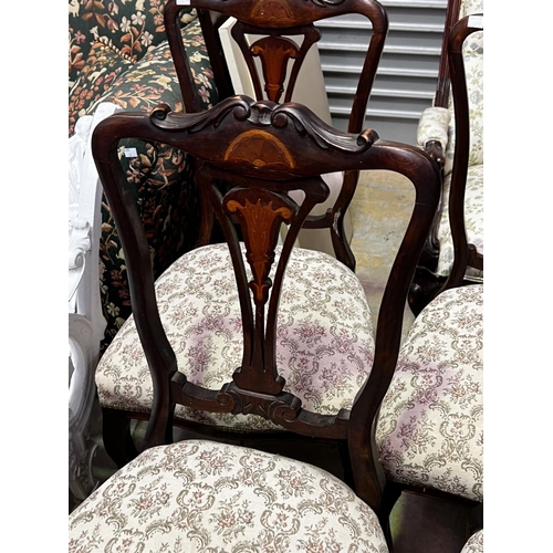 677 - Set of four late Victorian inlaid parlour chairs (4)