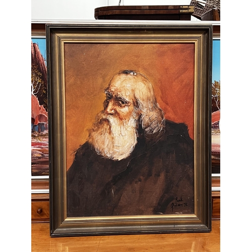 700 - Peck, Portrait of a bearded man, oil on board, signed and dated lower right approx  76. 59cm x 44 cm