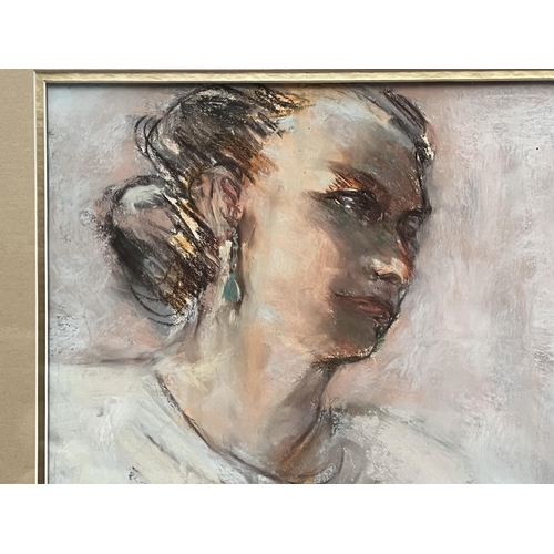 725 - Unknown, Pastel, portrait of a lady, signed lower right. approx  58.5 cm H/W