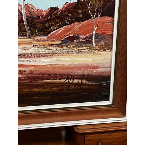726 - Henk Gerrit Guth (1921-2003) Australia, Central Australian landscape, oil on board, signed lower rig... 
