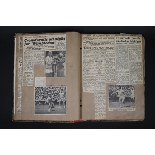 1064 - Book - Press clippings - First overseas tour MervRose, Harry Hopman, Lew Hoad. Ken Rosewall, Ken McG... 