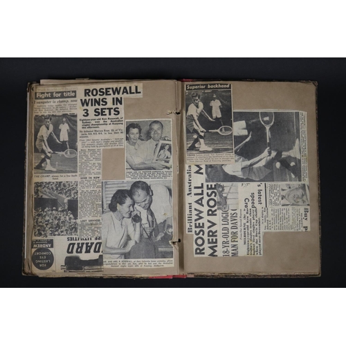 1064 - Book - Press clippings - First overseas tour MervRose, Harry Hopman, Lew Hoad. Ken Rosewall, Ken McG... 
