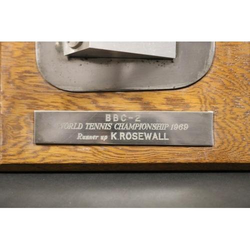 1076 - BBC-2 WORLD TENNIS CHAMPIONSHIP 1969 Runner up K.ROSEWALL. Approx 13cm H x 15cm W. Provenance: Ken R... 