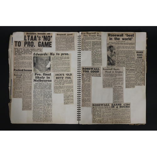 1094 - Comprehensive scrap book of newspaper clippings from the 1960s - Pro and Davis Cup related, approx 2... 