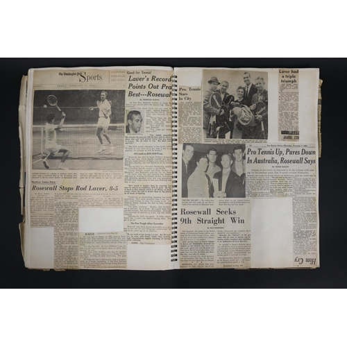 1094 - Comprehensive scrap book of newspaper clippings from the 1960s - Pro and Davis Cup related, approx 2... 