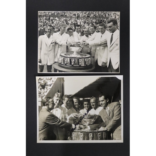 1098 - Collection of signed photographs related to the Davis Cup, approx 20.5cm x 25cm & smaller. Provenanc... 