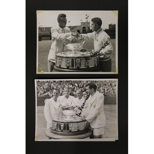 1098 - Collection of signed photographs related to the Davis Cup, approx 20.5cm x 25cm & smaller. Provenanc... 