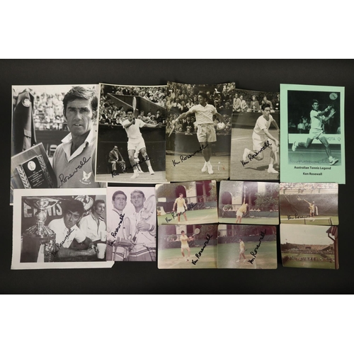 1132 - Assortment of photographs and prints of Ken Rosewall over the years, approx 20.5cm x 25.5cm & smalle... 