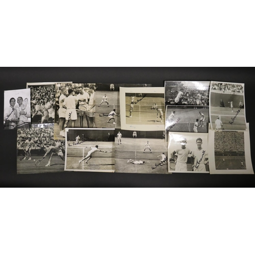 1134 - Collection of signed photos with Lew Hoad, approx 20.5cm x 25.5cm & smaller. Provenance: Ken Rosewal... 