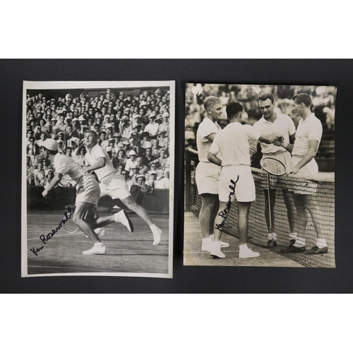 1134 - Collection of signed photos with Lew Hoad, approx 20.5cm x 25.5cm & smaller. Provenance: Ken Rosewal... 