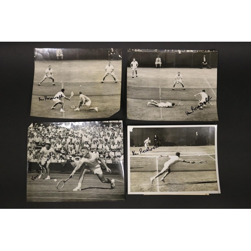 1134 - Collection of signed photos with Lew Hoad, approx 20.5cm x 25.5cm & smaller. Provenance: Ken Rosewal... 