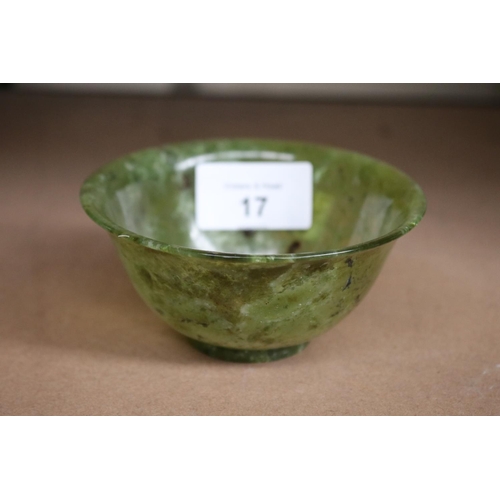 17 - Spinach jade bowl, approx 5cm H x 10cm Dia