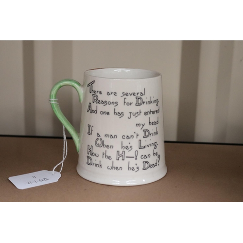 33 - Carlton Ware mug, there are several reasons for drinking, approx 9cm H