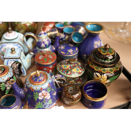 37 - Collection of miniature cloisonne and enamel ware, approx 11cm H and shorter