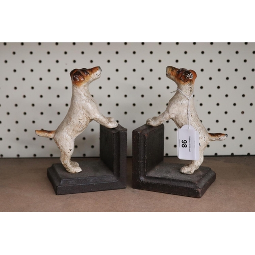 98 - Terrier dog book ends, each approx 16cm H