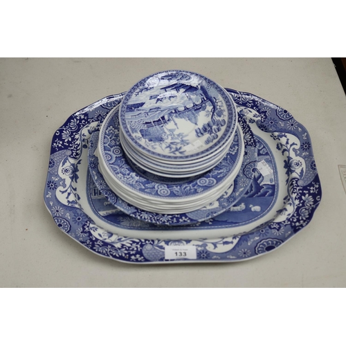 133 - Assortment of Spode blue and white china, approx 36cm x 27cm and smaller