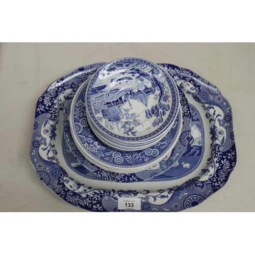 133 - Assortment of Spode blue and white china, approx 36cm x 27cm and smaller