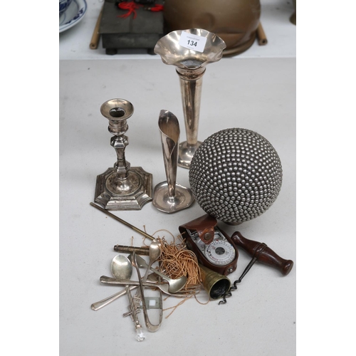 134 - An array of silver plate along with A Haminex Sekonic, approx 21cm H and smaller