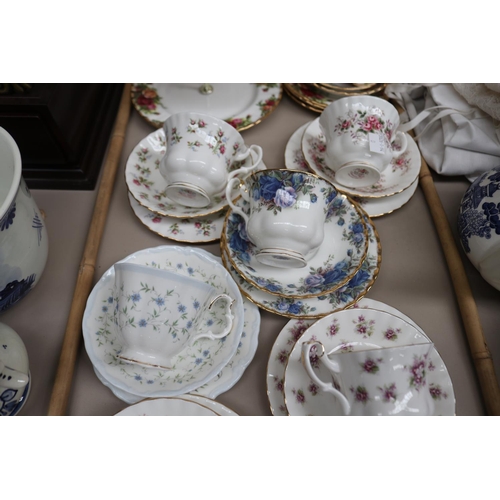 145 - Assortment of Royal Albert china, to include a tiered cake stand, sugar bowl, various cups and sauce... 