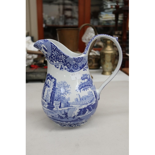 154 - Spode Italian pattern jug and rolling pin, approx 45cm L and shorter