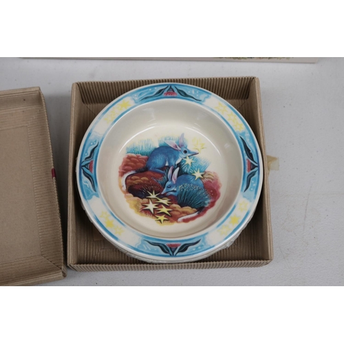 156 - Peter Rabbit Nursery set by Wedgwood and two Bilby Ware bowls